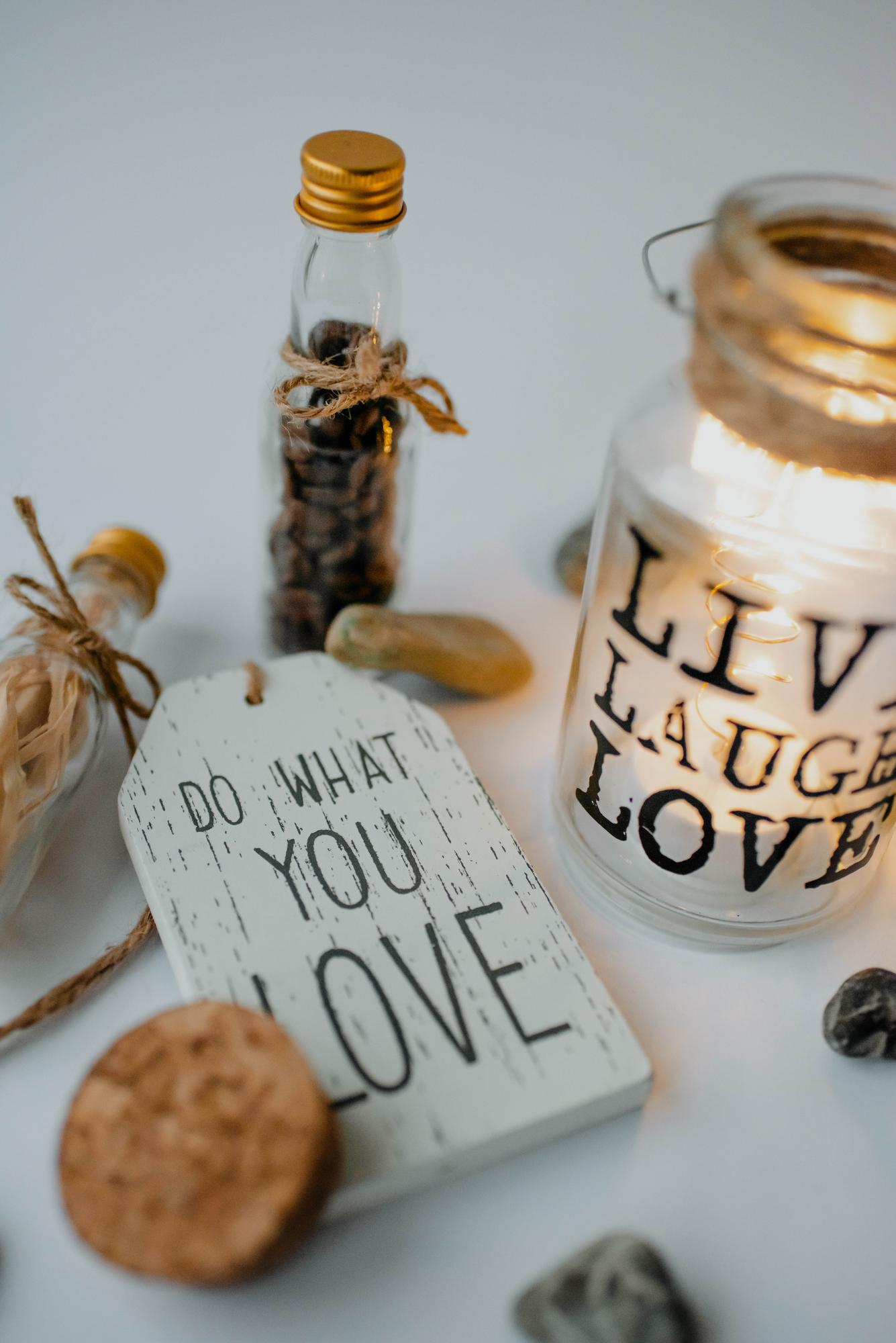 studio corner with jars and handwritten recipes