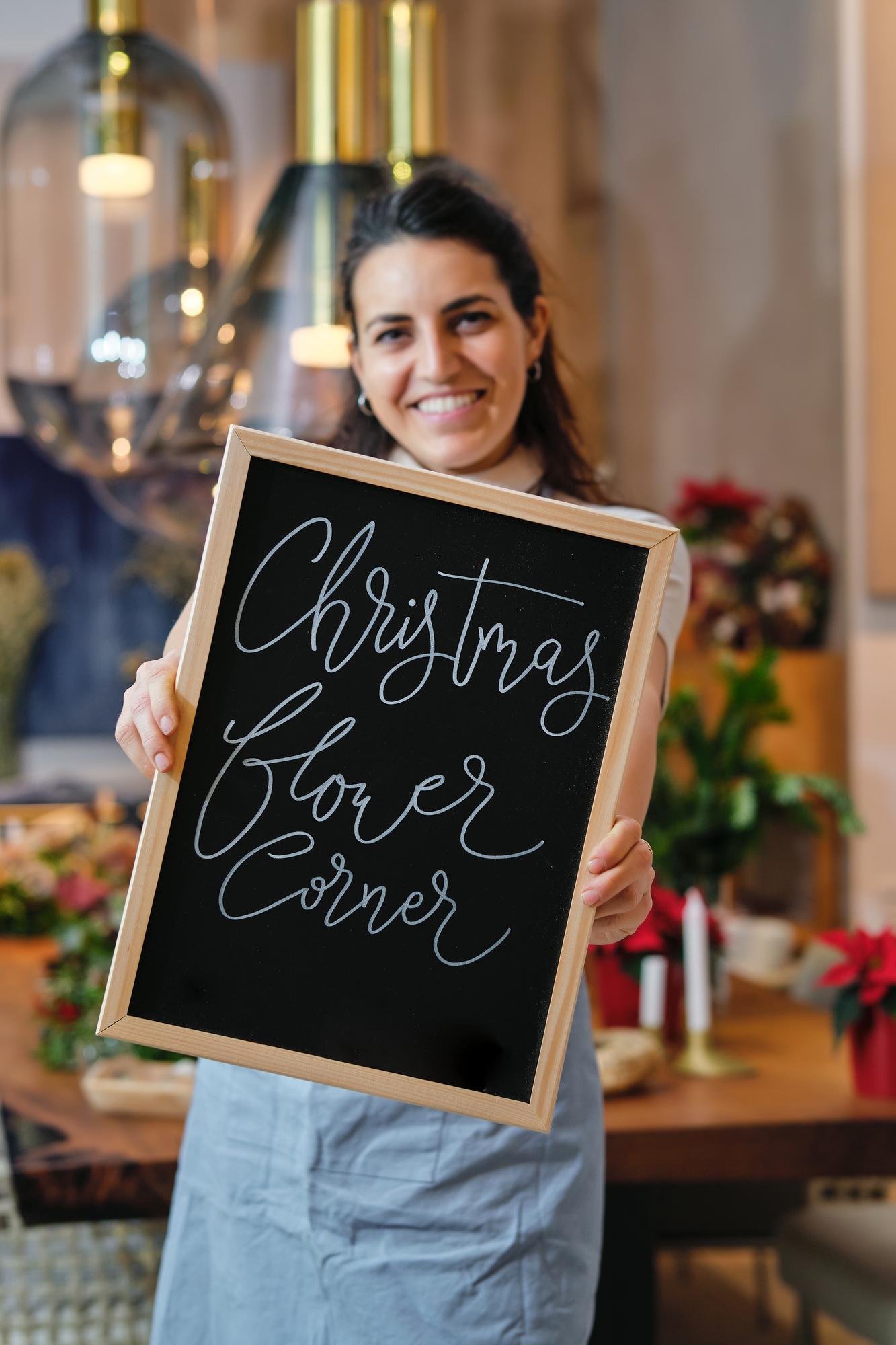 inviting studio entrance with chalkboard menu